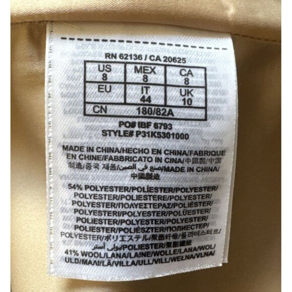 Guess By Marciano Cream Dress Size 8 41% Wool Fine Lines Structured Silhouette - Picture 11 of 14